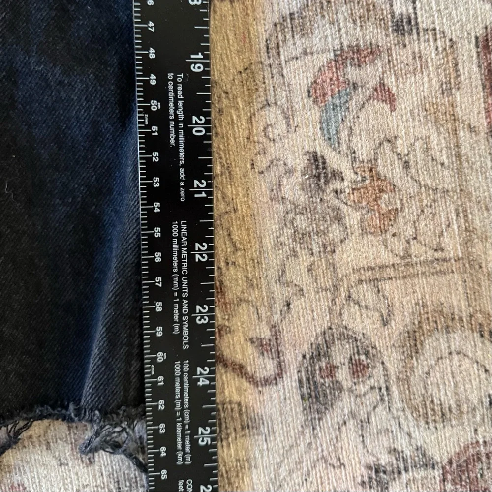 OLD NAVY Sky-Hi Straight Jeans Size 12 Extra High Rise Black Raw Hem Button Fly - Picture 14 of 16